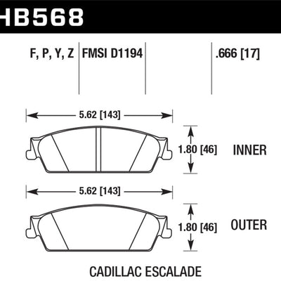 Hawk 07-14 Cadillac Escalade / EXT / ESV HPS 5.0 Rear Brake Pads