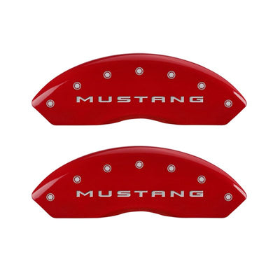 MGP 4 Caliper Covers Engraved Front 2015/Mustang Engraved Rear 2015/37 Red finish silver ch