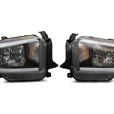 Raxiom 14-21 Toyota Tundra Axial Series Headlights w/ SEQL LED Bar- Blk Housing (Clear Lens)