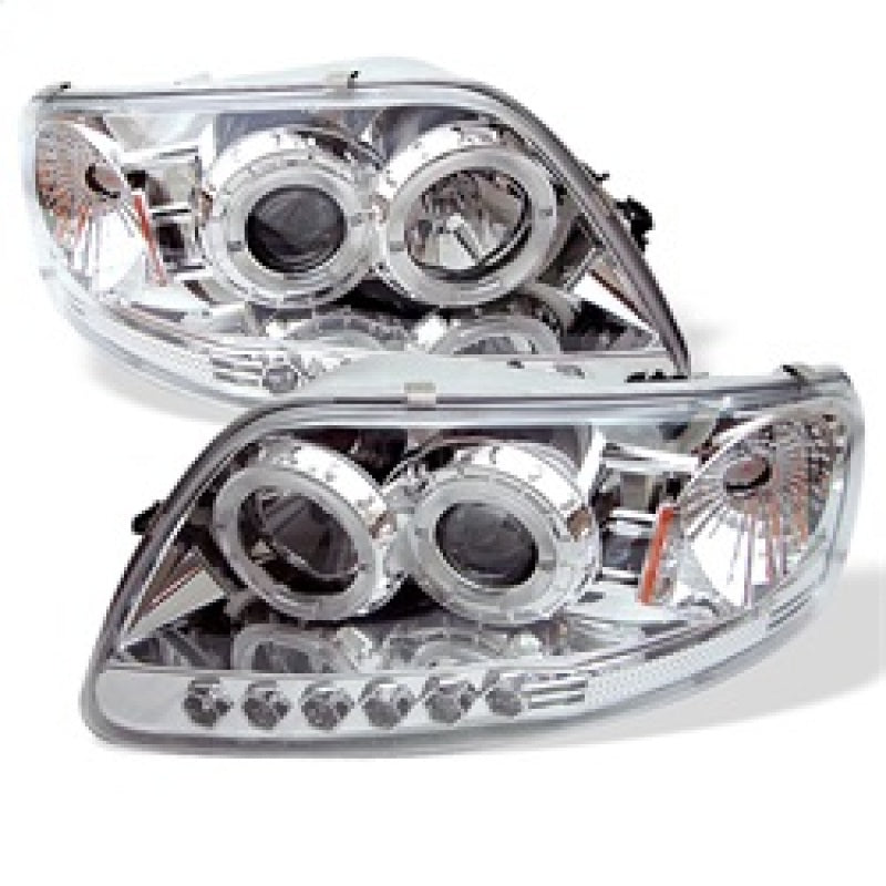 Spyder Ford F150 97-0 Projector - LED Halo Amber Reflector LED Chrome PRO-YD-FF15097-1P-AM-C