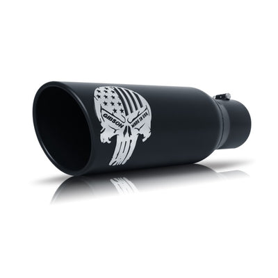 Gibson Patriot Skull Rolled Edge Angle-Cut Tip - 6in OD/4in Inlet/18in Length- Black Ceramic