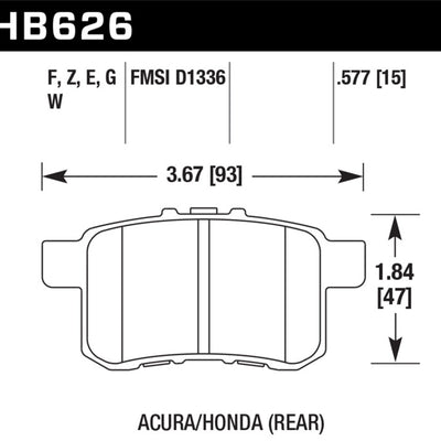 Hawk 08-10 Honda Accord 2.4L/3.0L/3.5L / 09-10 Acura TST 2.4L HPS Street Rear Brake Pads