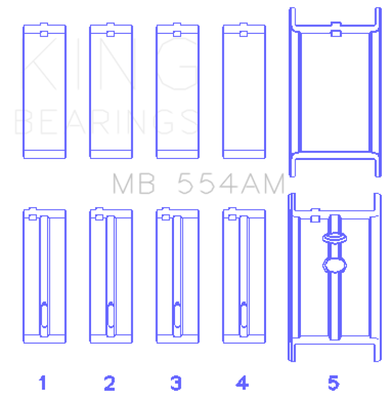 King Engine Bearings GM 265/283/302/327 8 Cyl (Size STD) Main Bearing Set