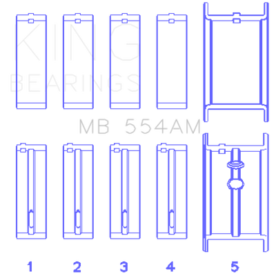 King Engine Bearings GM 265/283/302/327 8 Cyl (0.50 Oversized) Main Bearing Set