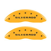 MGP 4 Caliper Covers Engraved Front & Rear Silverado Yellow Finish Blk Char 02 Chevy Avalanche 2500