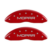 MGP Front set 2 Caliper Covers Engraved Front MOPAR Red finish silver ch