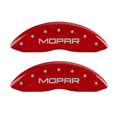 MGP Front set 2 Caliper Covers Engraved Front MOPAR Red finish silver ch