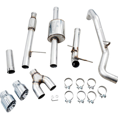 AWE Tuning 4th Gen GM 1500 5.3L 0FG Catback Dual Side Exit (Flat Bumper) - Chrome Tips