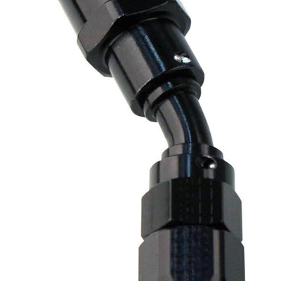 Fragola -6AN Pro-Flow x 45 Degree 3/8 EFI Quick Disconnect Hose End - Black