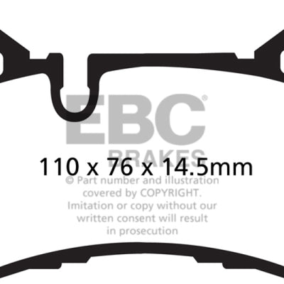 EBC 14 Mercedes-Benz C63 AMG (W204) 6.2 Redstuff Rear Brake Pads