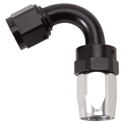 Russell Performance -6 AN Black/Silver 120 Degree Tight Radius Full Flow Swivel Hose End