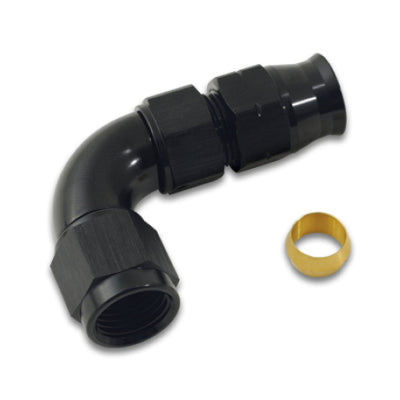 Vibrant 90 Deg 5/16in Tube to Female -6AN Adapter (w/ Olive Inserts)