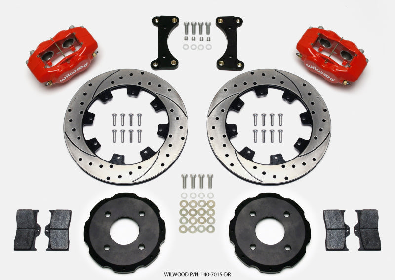 Wilwood Forged Dynalite Front Hat Kit 12.19in Drilled Red 2002 Mitsubishi Lancer