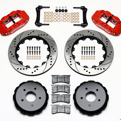 Wilwood Narrow Superlite 4R Rear Kit 14.00in Drill Red 97-04 Corvette C5/Z06 05-13 C6