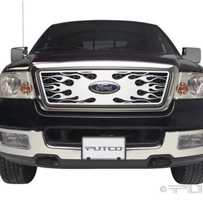 Putco 04-08 Ford F-150 (Honeycomb Grille) w/ Logo CutOut Flaming Inferno Stainless Steel Grille