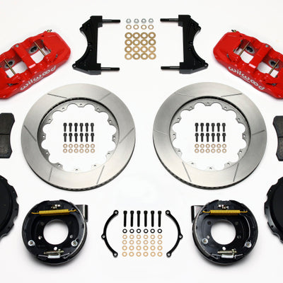 Wilwood AERO4 Rear P-Brake Kit 14.00in Red 2005-2014 Mustang