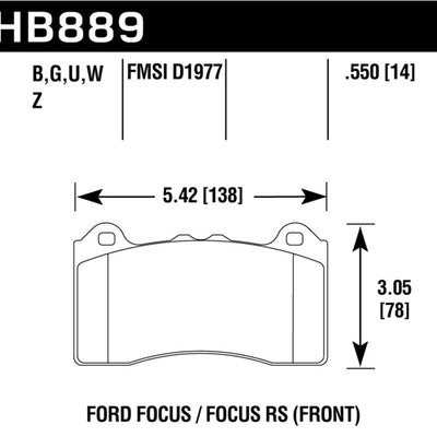 Hawk 2017 Ford Focus DTC-60 Race Front Brake Pads