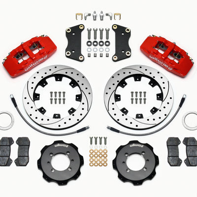 Wilwood Dynapro 6 Front Hat Kit 12.19in Drilled Red 2012 Fiat 500 w/ Lines