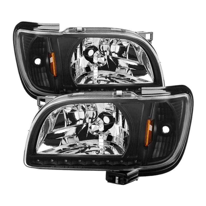 xTune Toyota Tacoma 01-04 1 Piece w/ Black Trim Crystal Headlights Black HD-ON-TT01-1PC-LED-BK