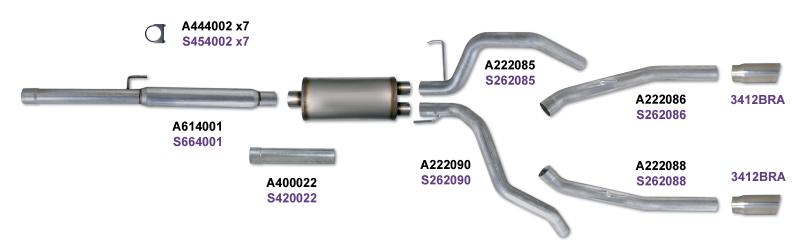 Diamond Eye KIT 3in Catback DUAL SS: DODGE 1500 2009-12 HEMI