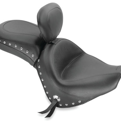 Mustang 06-21 Kawasaki Vulcan 900 Classic, Custom Touring 1PC Seat w/Driver Backrest Studs - Black