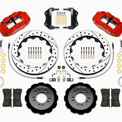 Wilwood Narrow Superlite 6R Front Hat Kit 12.88in Drill Red 2013-Up Ford Focus ST w/ Lines