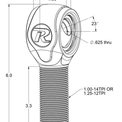 Ridetech R-Joint XL Rod End with 1in-14 Right Hand Thread