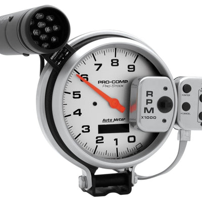 Autometer Ultra-Lite 127mm Tachometer 0-9000 RPM Pro-Stock Pedestal w/ Super Lite and Peak Mem