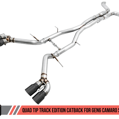 AWE Tuning 16-19 Chevy Camaro SS Non-Res Cat-Back Exhaust - Track Edition (Quad Diamond Black Tips)