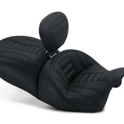 Mustang 15-21 Harley Freewheeler Touring Forward Deluxe 1PC Seat w/Driver Backrest - Black