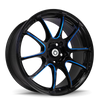 Konig Illusion 17x7 5x100 ET40 Black/Ball Cut Blue