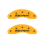MGP 4 Caliper Covers Engraved Front & Rear Sonic Yellow finish black ch