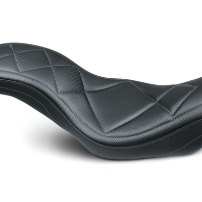 Mustang 06-17 Harley Dyna Super Tripper 1PC Seat Carbon - Black