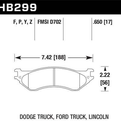 Hawk Dodge B1500 VanDurango/1500 Pickup/1500 Van / Ford / Lincoln LTS Street Front & Rear Brake Pad