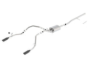 Borla 14 Sierra 1500 C/B S-Type Exhaust/2.75in Into Dual 2.25in Out 4in Split Rear Exit-Black Chrome
