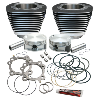 S&S Cycle 99-16 BT Replacement 3-7/8in Bore Cylinder & Piston Kit For S&S 106in Stroker Kit - Wblack