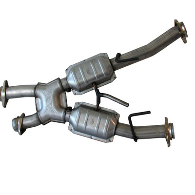 BBK 79-93 Mustang 5.0 Short Mid X Pipe w Catalytic Converters 2-1/2 For Automatic Long Tube Headers