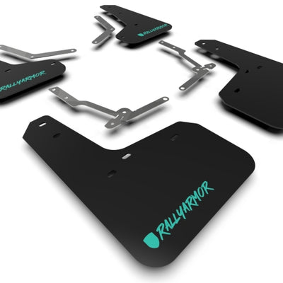 Rally Armor 12-19 Ford Focus ST / 16-19 RS Black UR Mud Flap w/Altered Teal Logo