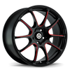 Konig Illusion 17x7 5x100 ET40 Black/Ball Cut Red