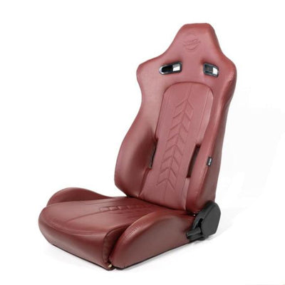 NRG Reclinable Sport Seats (Pair) The Arrow Maroon Vinyl w/ Pressed NRG logo w/ Maroon Stitch