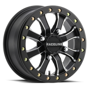 Raceline A71MB Mamba 15x6in / 4x156 BP / 40mm Offset / 132.5mm Bore- Black & Machined Beadlock Wheel