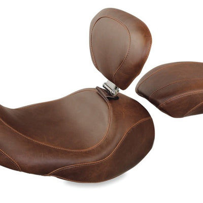 Mustang 06-17 Harley Dyna Wide Tripper Forward Passenger Seat - Distressed Brown