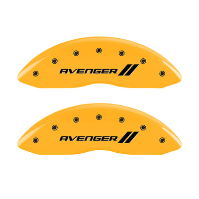 MGP 4 Caliper Covers Engraved Front & Rear With stripes/Avenger Yellow finish black ch