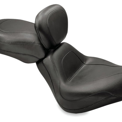 Mustang 00-07 Harley Softail Deuce Sport Touring Solo Seat w/Driver Backrest - Black