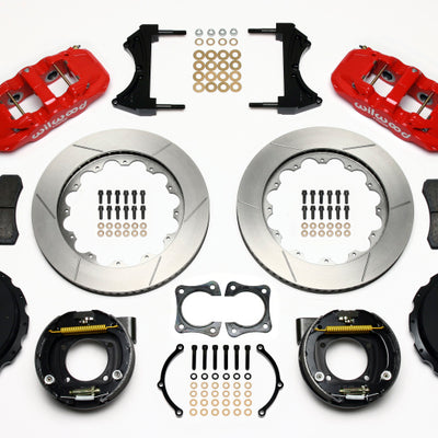 Wilwood AERO4 Rear P-Brake Kit 14.00in Red 58-64 Olds/Pontiac Ends 2.81in Offset