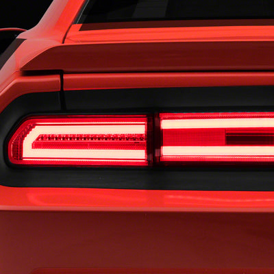 Raxiom 08-14 Dodge Challenger LED Tail Lights- Chrome Housing - Red/Clear Lens