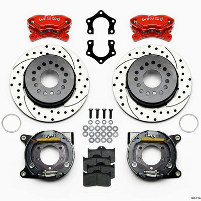 Wilwood Forged Dynalite P/S P-B Kit Drilled-Red Mopar/Dana 2.36in Off w/Snap Ring Bearing