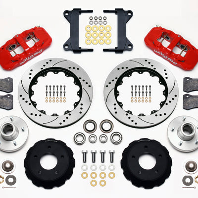 Wilwood AERO6 Front Hub Kit 14.00 Drilled-Red Chevy C-10 60-87 CPP Drop Spindle