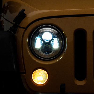 Raxiom 07-18 Jeep Wrangler JK 7-In LED Headlights- Chrome Housing (Clear Lens)