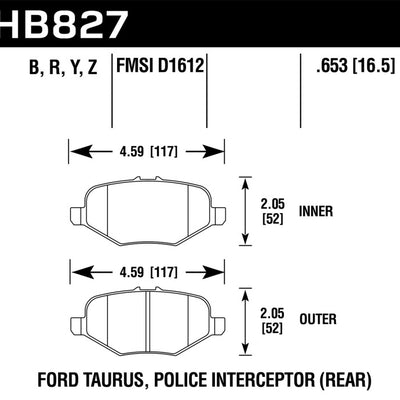 Hawk 13-16 Ford Taurus SHO HPS 5.0 Rear Brake Pads